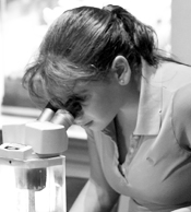 girl at microscope